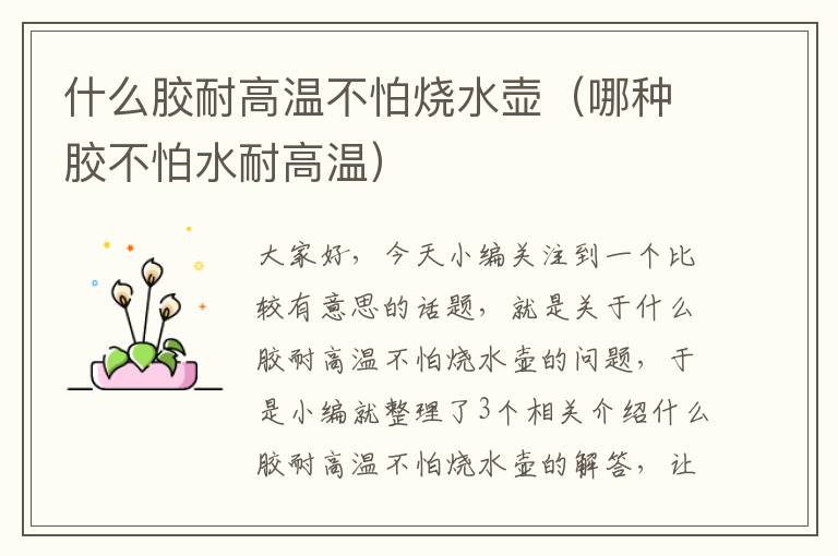 什么胶耐高温不怕烧水壶(哪种胶不怕水耐高温)