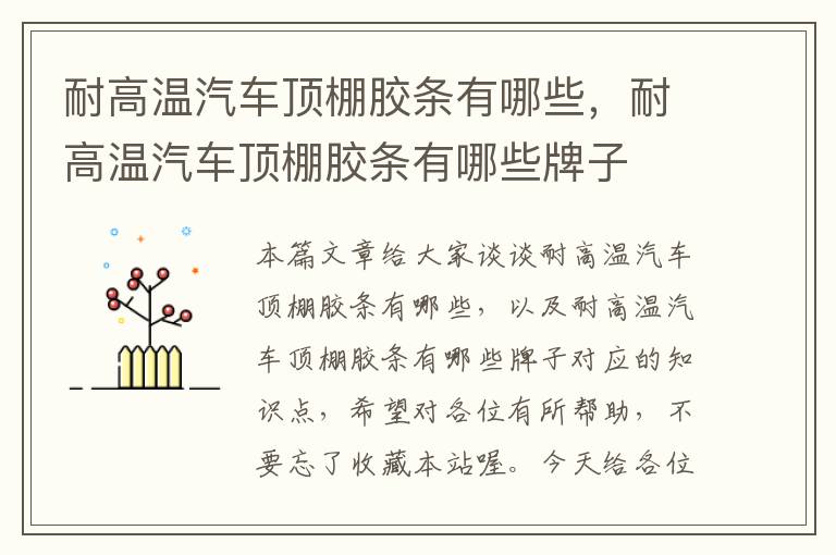 耐高温汽车顶棚胶条有哪些,耐高温汽车顶棚胶条有哪些牌子