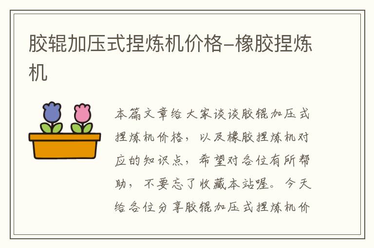 胶辊加压式捏炼机价格-橡胶捏炼机