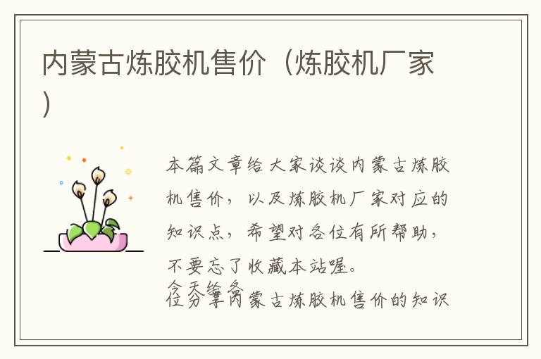 内蒙古炼胶机售价(炼胶机厂家)
