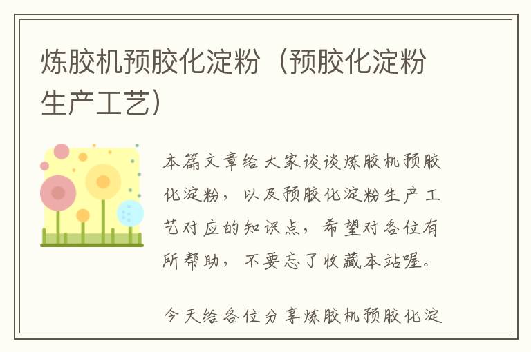 炼胶机预胶化淀粉(预胶化淀粉生产工艺)