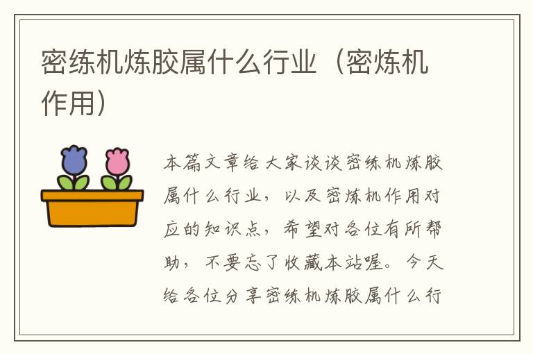 密练机炼胶属什么行业(密炼机作用)