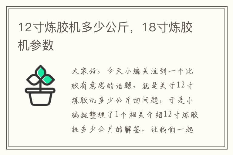 12寸炼胶机多少公斤,18寸炼胶机参数