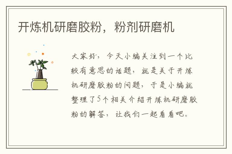 开炼机研磨胶粉,粉剂研磨机