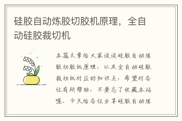 硅胶自动炼胶切胶机原理,全自动硅胶裁切机