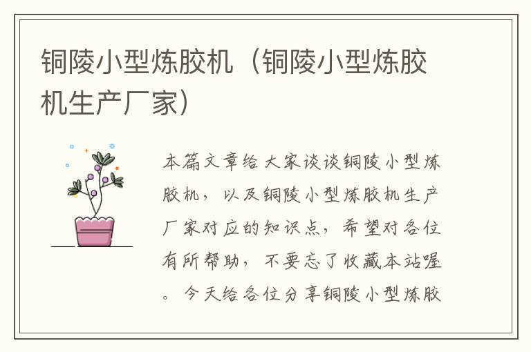 铜陵小型炼胶机(铜陵小型炼胶机生产厂家)