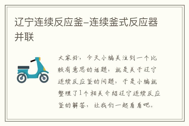 辽宁连续反应釜-连续釜式反应器并联