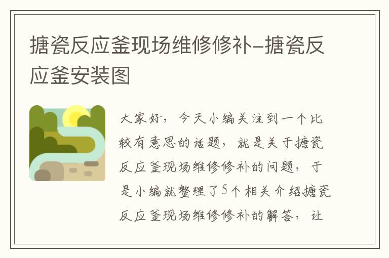 搪瓷反应釜现场维修修补-搪瓷反应釜安装图