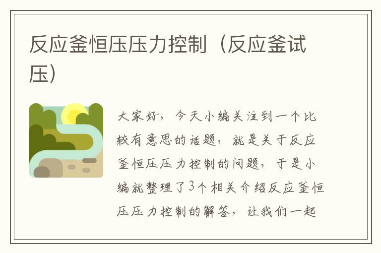 反应釜恒压压力控制(反应釜试压)