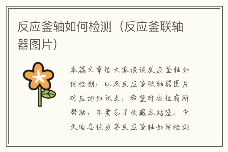 反应釜轴如何检测(反应釜联轴器图片)