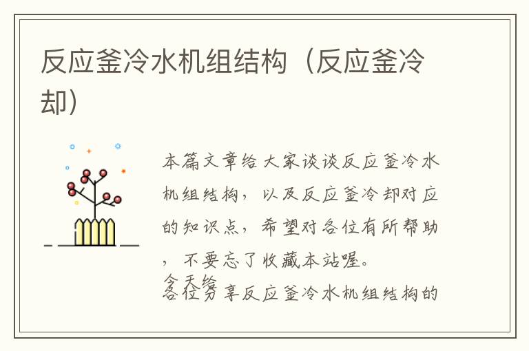 反应釜冷水机组结构(反应釜冷却)