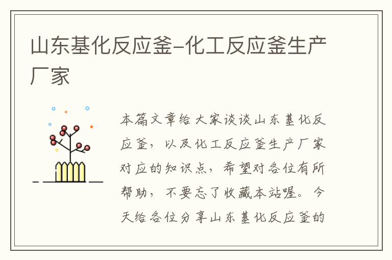 山东基化反应釜-化工反应釜生产厂家