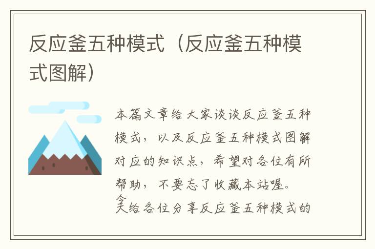 反应釜五种模式(反应釜五种模式图解)
