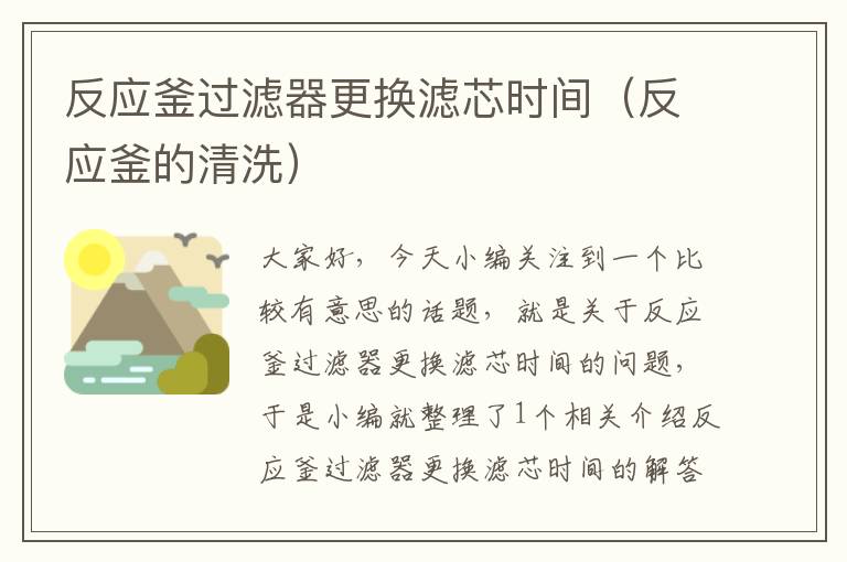 反应釜过滤器更换滤芯时间(反应釜的清洗)