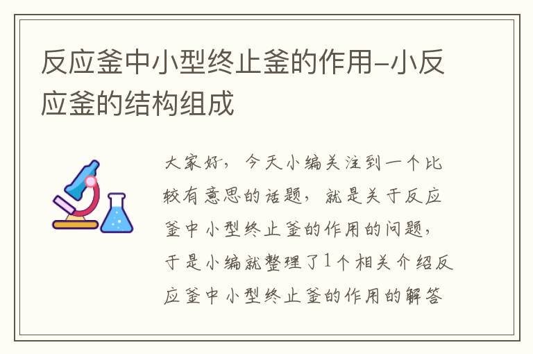 反应釜中小型终止釜的作用-小反应釜的结构组成