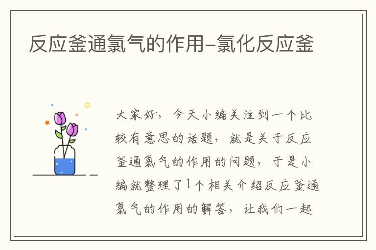 反应釜通氯气的作用-氯化反应釜