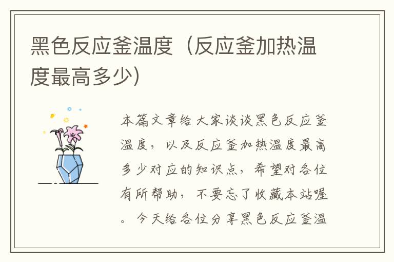 黑色反应釜温度(反应釜加热温度最高多少)