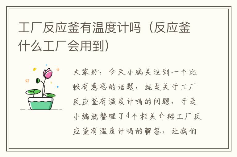 工厂反应釜有温度计吗(反应釜什么工厂会用到)