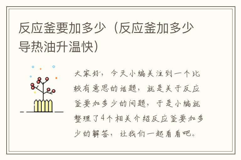 反应釜要加多少(反应釜加多少导热油升温快)