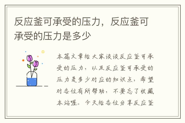 反应釜可承受的压力,反应釜可承受的压力是多少