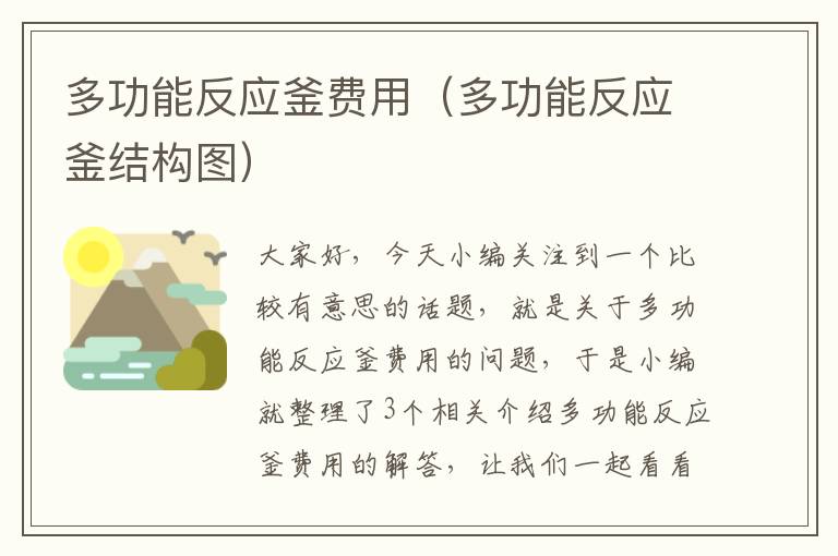 多功能反应釜费用(多功能反应釜结构图)