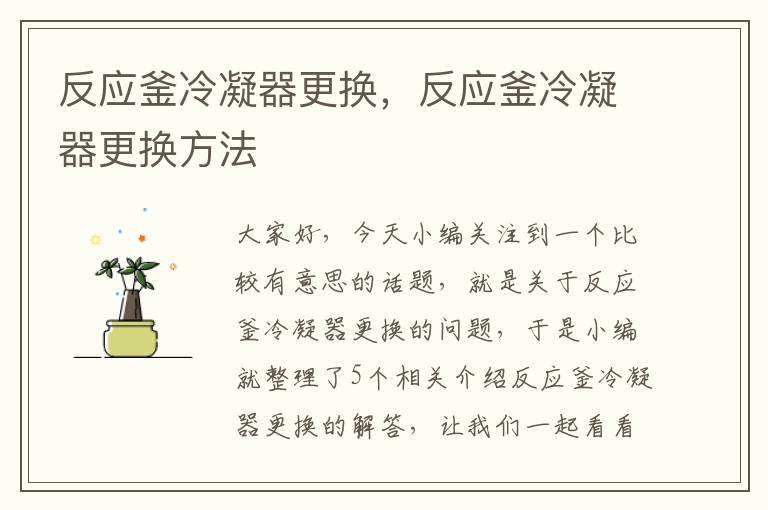 反应釜冷凝器更换,反应釜冷凝器更换方法