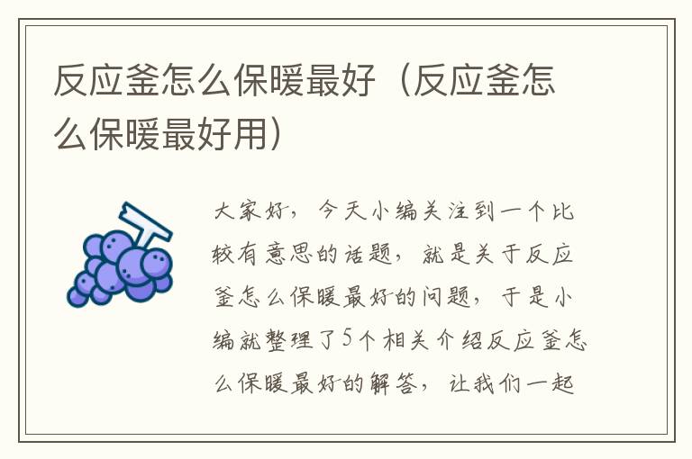 反应釜怎么保暖最好(反应釜怎么保暖最好用)