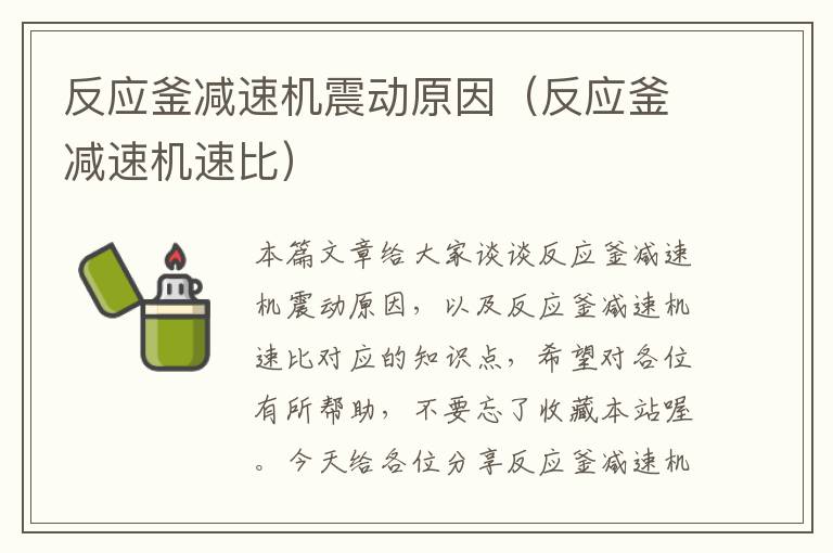 反应釜减速机震动原因(反应釜减速机速比)