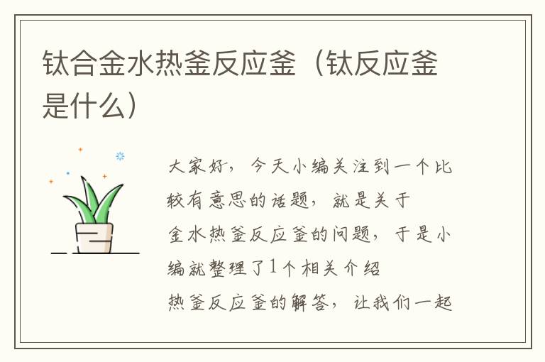 钛合金水热釜反应釜(钛反应釜是什么)