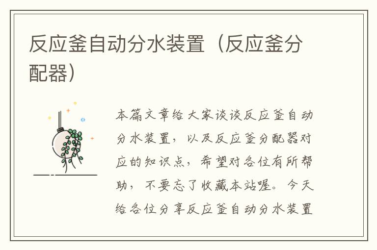 反应釜自动分水装置(反应釜分配器)