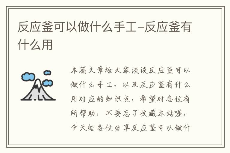 反应釜可以做什么手工-反应釜有什么用