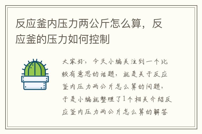 反应釜内压力两公斤怎么算,反应釜的压力如何控制