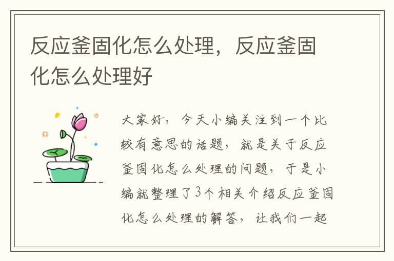 反应釜固化怎么处理,反应釜固化怎么处理好
