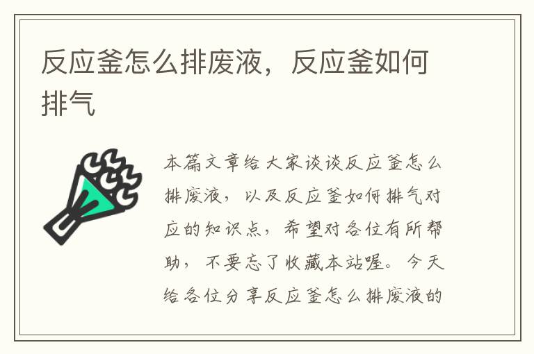 反应釜怎么排废液,反应釜如何排气
