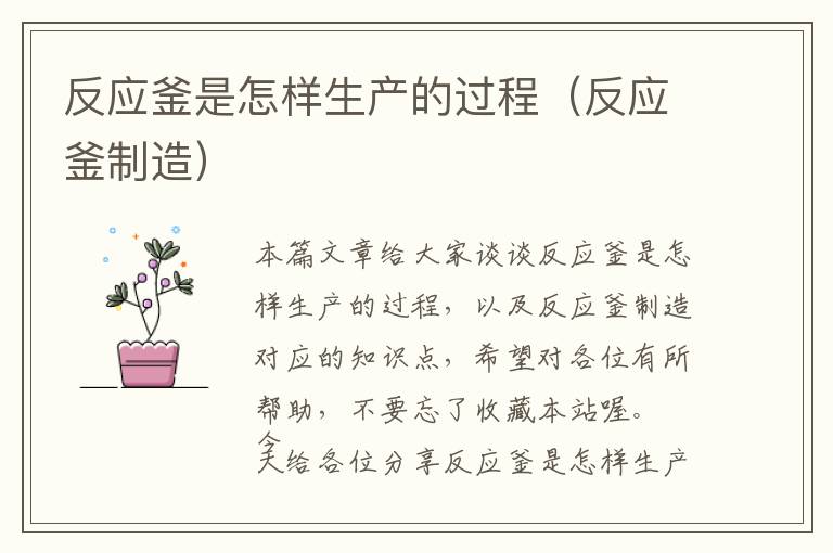 反应釜是怎样生产的过程(反应釜制造)