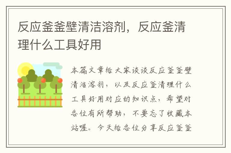 反应釜釜壁清洁溶剂，反应釜清理什么工具好用