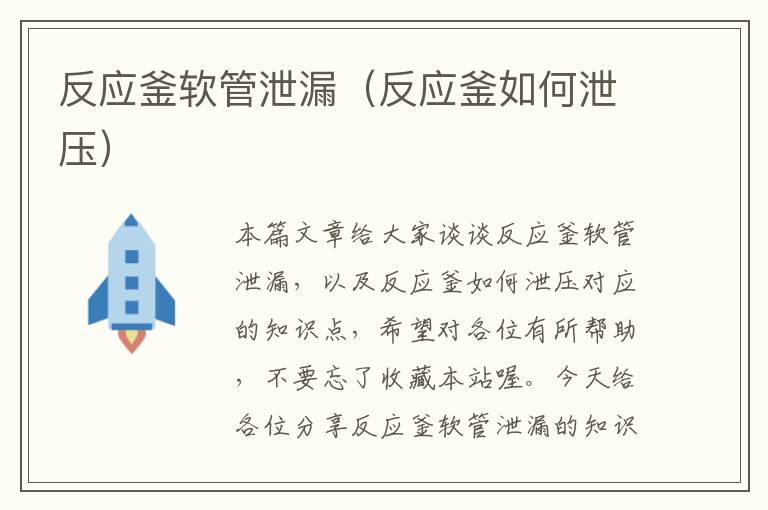 反应釜软管泄漏(反应釜如何泄压)