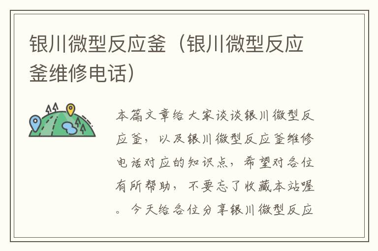 银川微型反应釜(银川微型反应釜维修电话)
