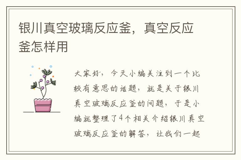 银川真空玻璃反应釜,真空反应釜怎样用