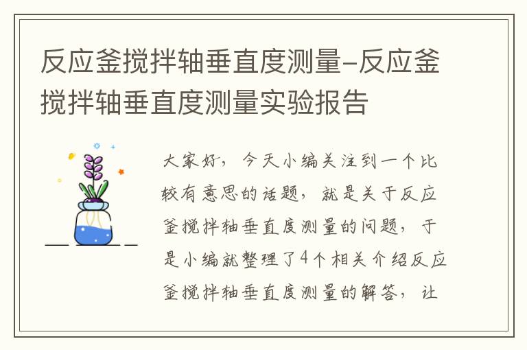 反应釜搅拌轴垂直度测量-反应釜搅拌轴垂直度测量实验报告