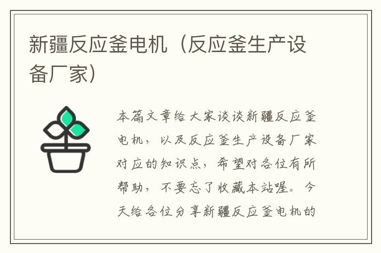 新疆反应釜电机(反应釜生产设备厂家)