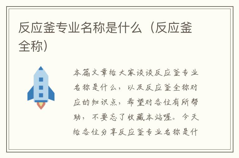 反应釜专业名称是什么(反应釜全称)