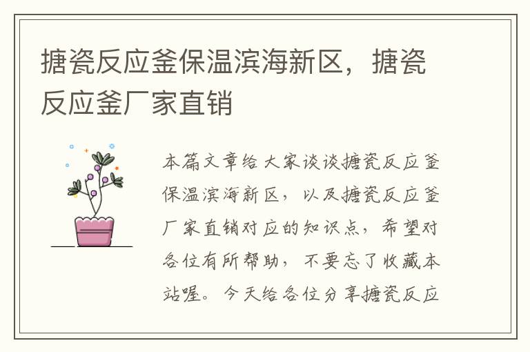 搪瓷反应釜保温滨海新区,搪瓷反应釜厂家直销