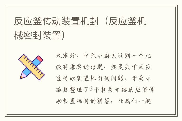 反应釜传动装置机封(反应釜机械密封装置)