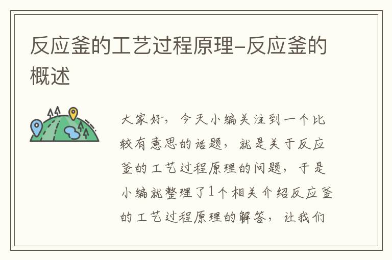 反应釜的工艺过程原理-反应釜的概述