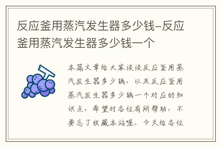 反应釜用蒸汽发生器多少钱-反应釜用蒸汽发生器多少钱一个