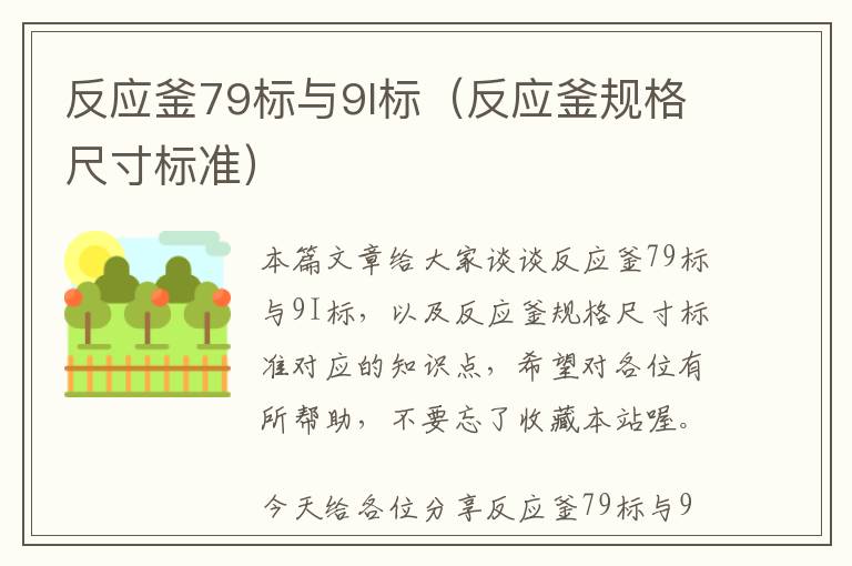 反应釜79标与9I标(反应釜规格尺寸标准)