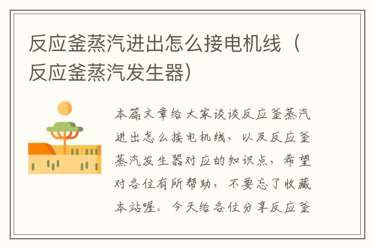 反应釜蒸汽进出怎么接电机线(反应釜蒸汽发生器)