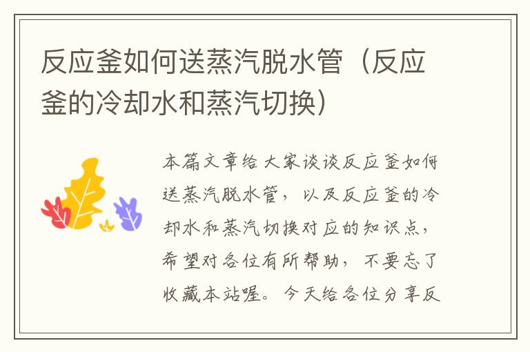 反应釜如何送蒸汽脱水管(反应釜的冷却水和蒸汽切换)
