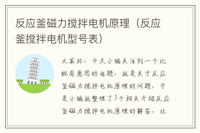 反应釜磁力搅拌电机原理(反应釜搅拌电机型号表)